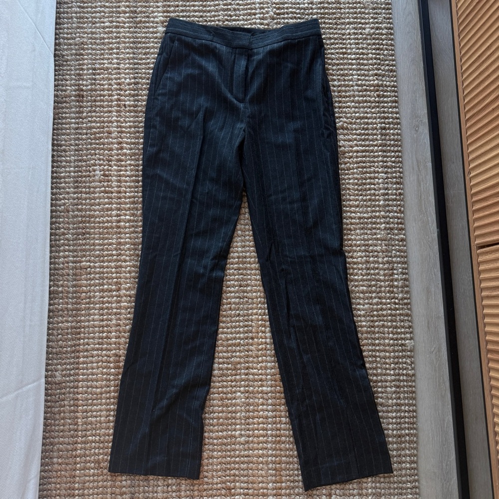 Theory High-Waist Straight-Leg Pant in Striped Stretch Wool